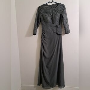 JJ's House. Long gray dress. Formal.